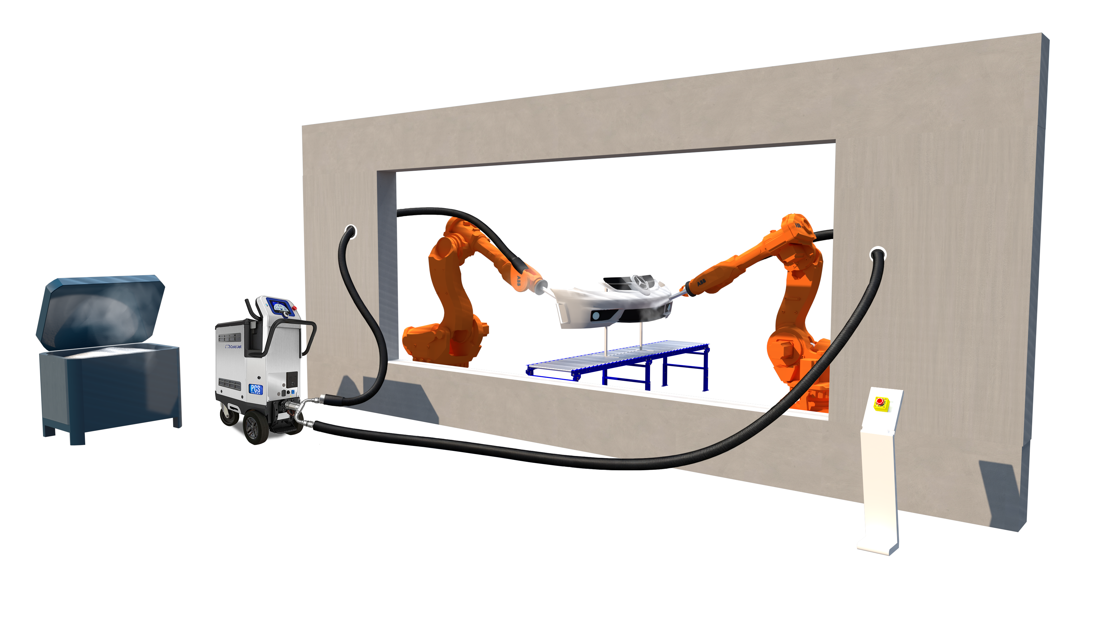 Cold Jet IBS Level 2 Trockeneisstrahlsystem mit Aero2 ULTRA für teilautomatisierte industrielle Reinigungsprozesse