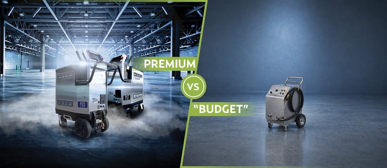 Trockeneisstrahlgeräte im Vergleich: Premium vs. Budget – Kosten, ROI und Gesamtbetriebskosten